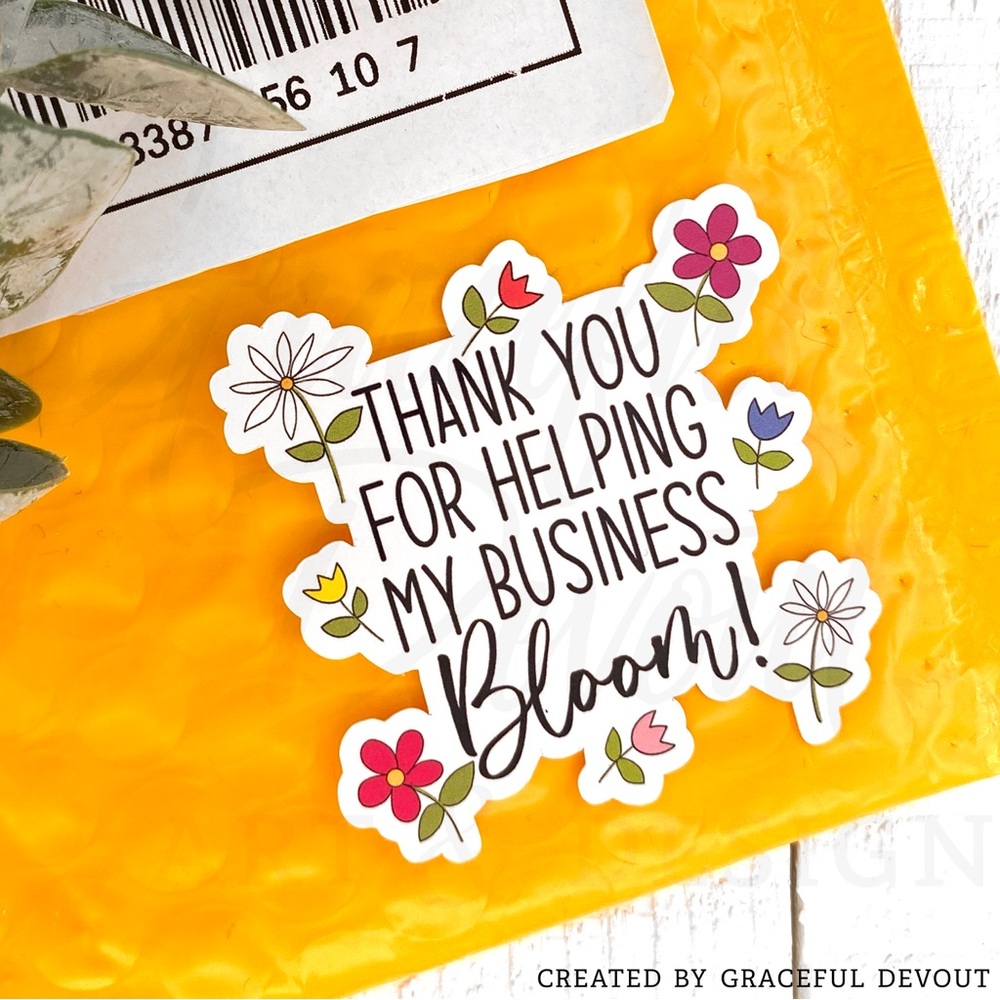 🌷Thank you for helping my business bloom!-2" (inches) (48ct.) Stickers - Picture 3 of 7
